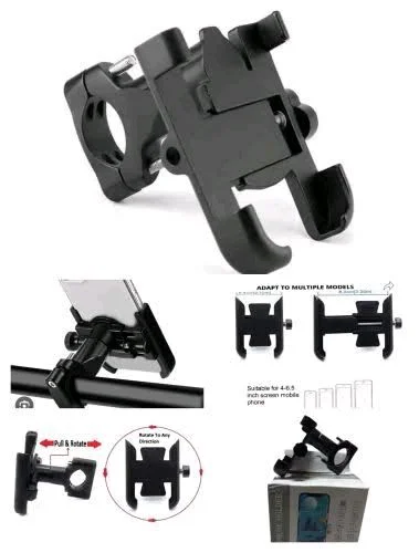Bike & Activa Mobile Holder Stand - Adjustable Full Metal Body - Black