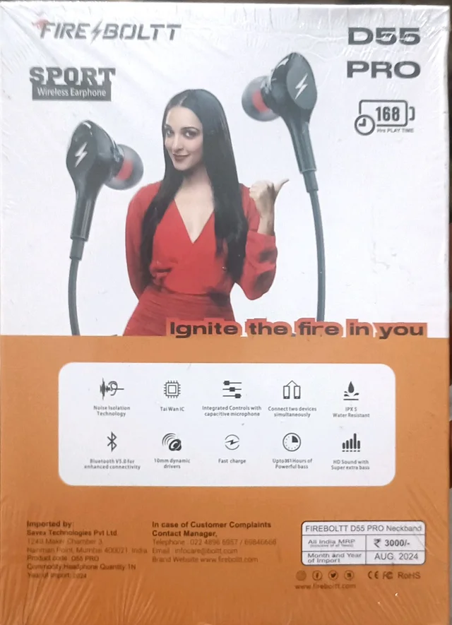 Fireboltt Fireblot Bluetooth Neckband 100 Hours Battery Backup