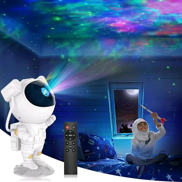 Astronaut Galaxy Projector Night Light with Remote Control - White
