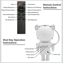 Astronaut Galaxy Projector Night Light with Remote Control - White