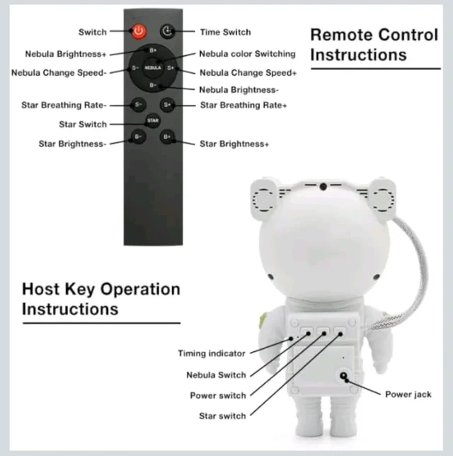 Astronaut Galaxy Projector Night Light with Remote Control - White