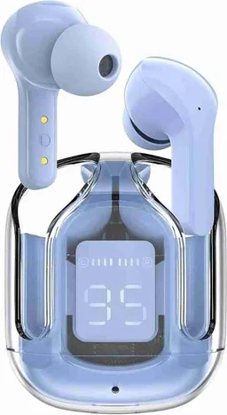 Wireless Bluetooth Earbuds Transparent Display - White