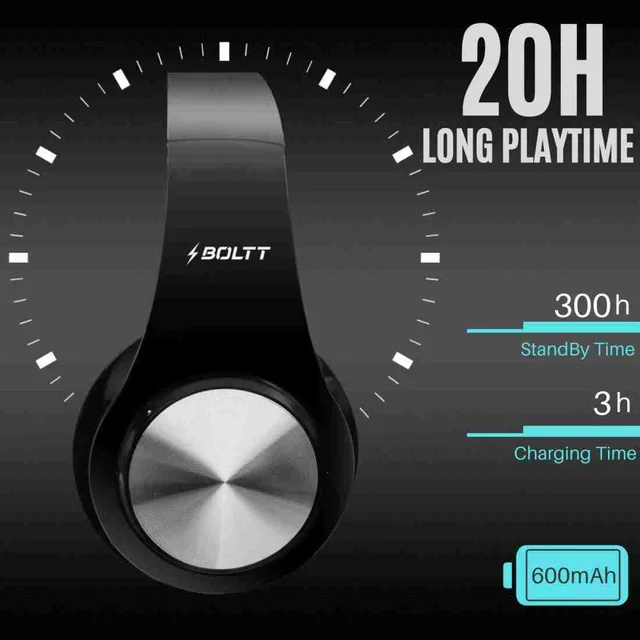 Firebolt Fire-Bolt Bluetooth Headphone 20+ Hours Play Time - Black