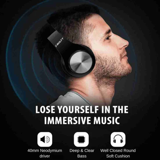 Firebolt Fire-Bolt Bluetooth Headphone 20+ Hours Play Time - Black