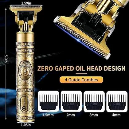 Indian Gadzet Buddha Hair Trimmer – Professional Cordless Zero Gapped Beard & Hair Clipper - Gold
