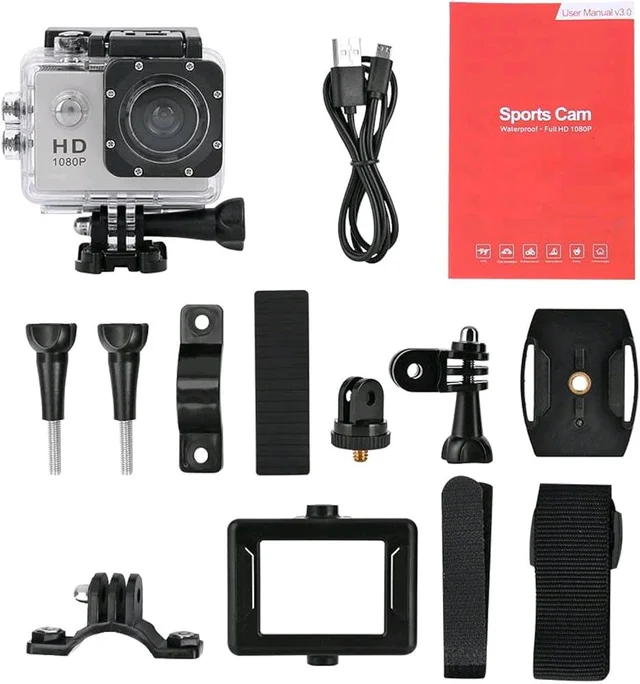 Full HD 1080p Sports Action Waterproof Camera - Black
