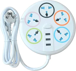 Minisu 🔌 MINISU MSEC-808 Power Extension Cord with 3 USB Charger & 4 Power Sockets