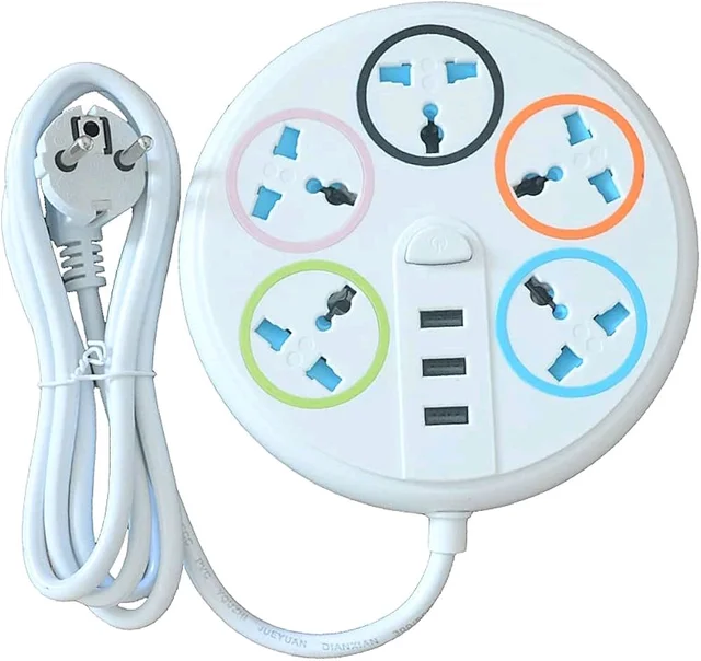 Minisu 🔌 MINISU MSEC-808 Power Extension Cord with 3 USB Charger & 4 Power Sockets