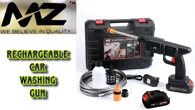 ๐ซ MZ Portable WG02 Cordless High Pressure Cleaning Water Spray Gun with Double Battery - Black