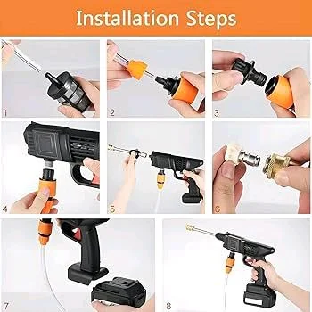 ๐ซ MZ Portable WG02 Cordless High Pressure Cleaning Water Spray Gun with Double Battery - Black