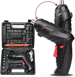 MZ 🔧 46-in-1 Rechargeable Cordless Screwdriver Drill Machine Set - Black