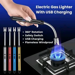 🔥 Electric Gas Lighter with USB Charging (Flameless & Windproof)