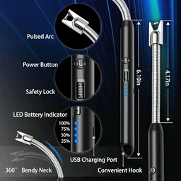 🔥 Electric Gas Lighter with USB Charging (Flameless & Windproof)