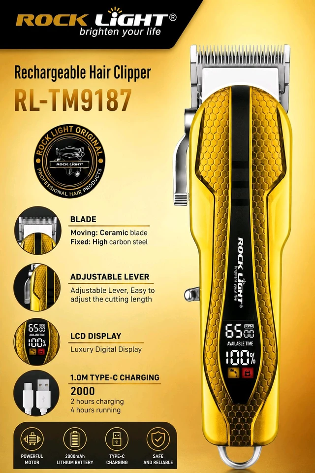 Rock Light RL-TM9187 Rechargeable Hair Clipper