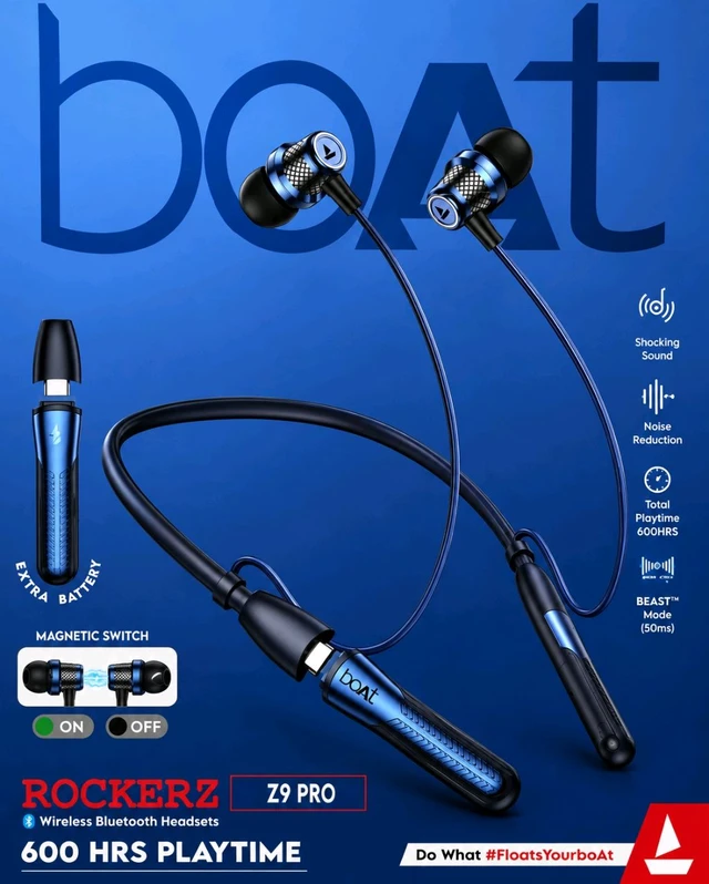 boAt Rockerz Z9 Pro Dual Battery Neckband | 600 Hours Playback | Beast™ Mode | Extra Battery