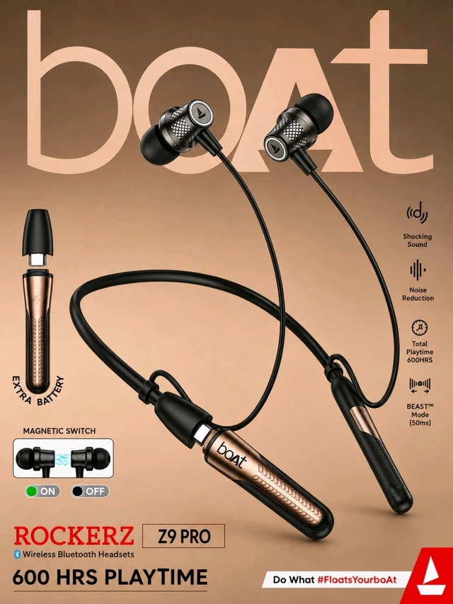 boAt Rockerz Z9 Pro Dual Battery Neckband | 600 Hours Playback | Beast™ Mode | Extra Battery - blue