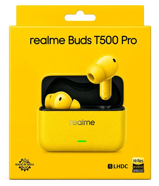 realme Buds T500 Pro True Wireless Earbuds | 50dB Noise Cancellation | Hi-Res Audio | 56 Hours Playback - yellow