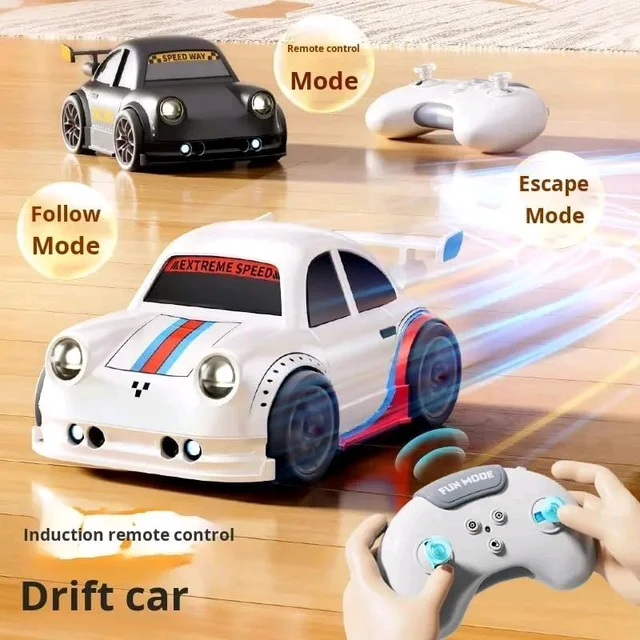 Mini Multifunctional Drift Remote Control Car | Remote, Follow & Escape Modes | White