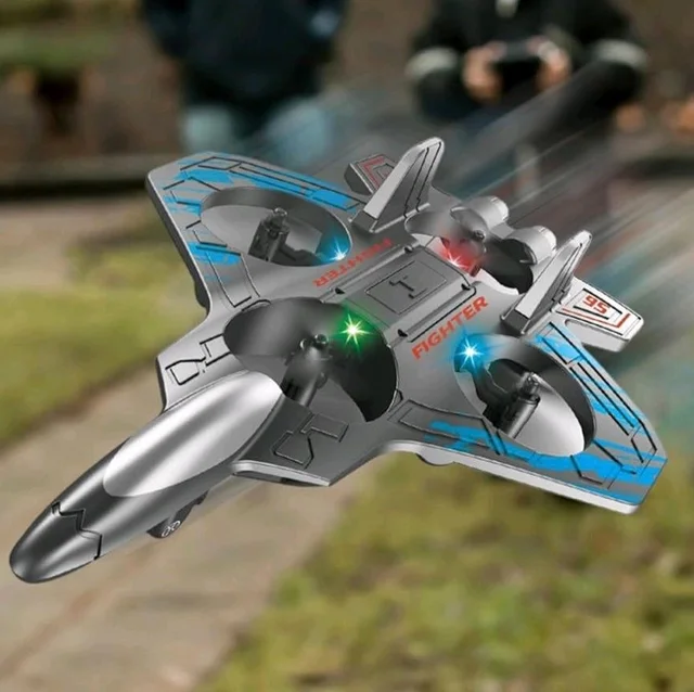 Fighter Mini Flying Toy with Remote Control | LED Lights | Rechargeable Quadcopter | USB Charging