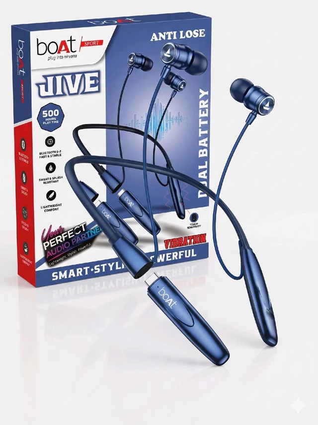 boAt Sport JIVE Wireless Neckband | Dual Battery | 500 Hours Playback | Magnetic ON-OFF
