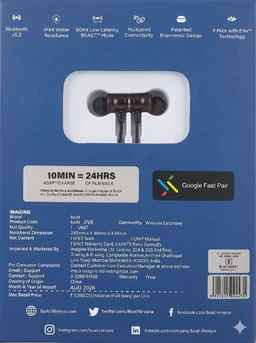 boAt Sport JIVE Wireless Neckband | Dual Battery | 500 Hours Playback | Magnetic ON-OFF