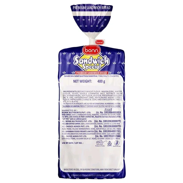 Bonn. Bonn Premium Sandwich White Bread - 400 gm.