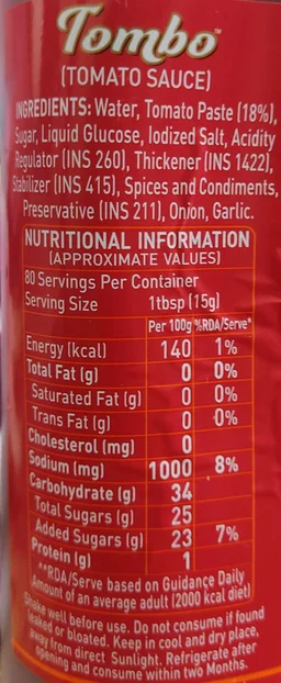 Mrs. Bector's Cremica. Tombo Tomato Sauce - 1.2 Kg.