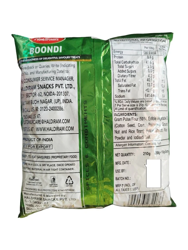 Haldiram's. Haldiram's Raita (Pudina) Boondi - 210 gm.
