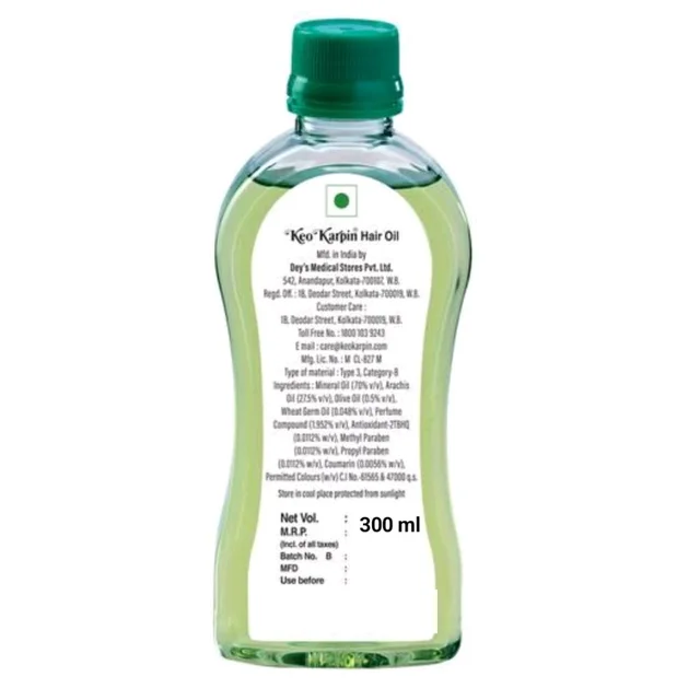 Dey's Medical Stores Pvt Ltd. Keo Karpin Non-Sticky Hair Oil - 300 ml. - 300 ml.
