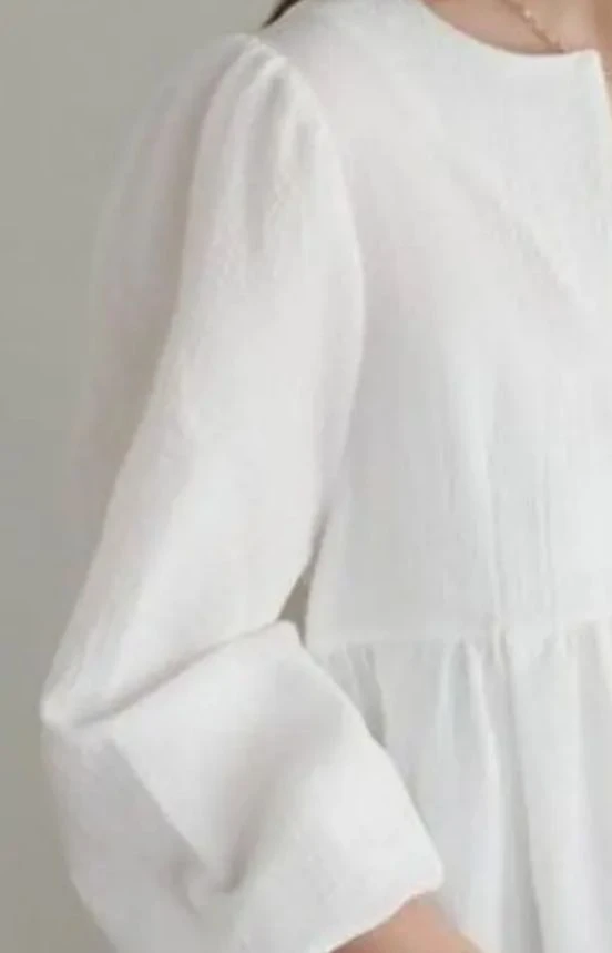 white peplum-style top White top women women's white Casual white colour top-Peplum or Babydoll Tunic - Hex, L