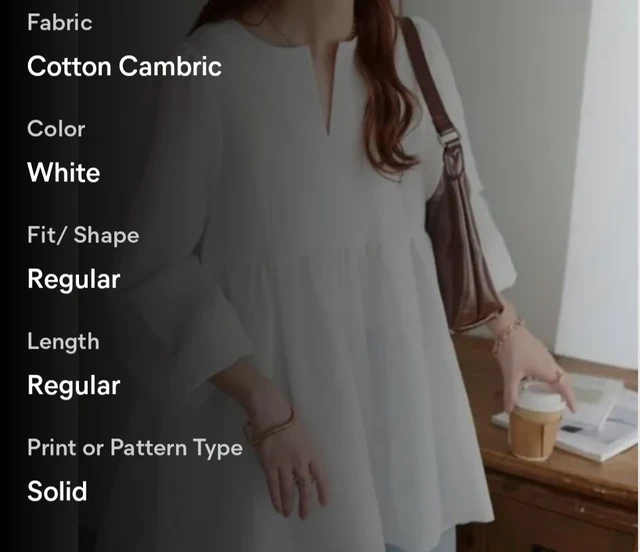 white peplum-style top White top women women's white Casual white colour top-Peplum or Babydoll Tunic - Hex, L