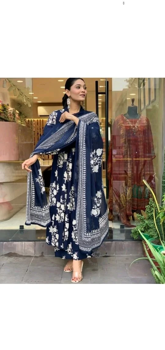 Divastri Women Viscose Rayon Kurta Pant Dupatta Set - Viscose Rayon, S