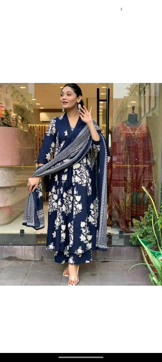 Divastri Women Viscose Rayon Kurta Pant Dupatta Set - Viscose Rayon, L