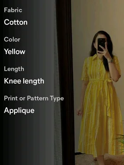 "Striped Yellow Midi Dress" - Gold, L