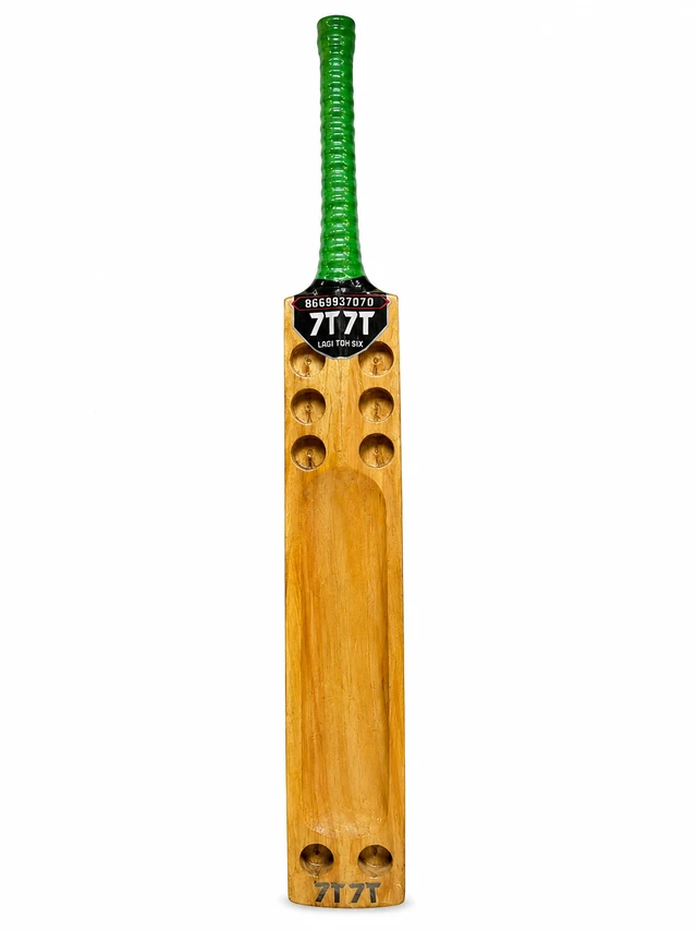 7T7T Power Willow Double Blade Hard Tennis Bat | Scoop Design Kashmir Willow Cricket Bat | Free Bat Cover -
