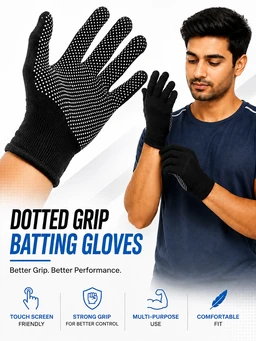 SVS Anti-skip PVC Tennis Batting Gloves - Free, Black
