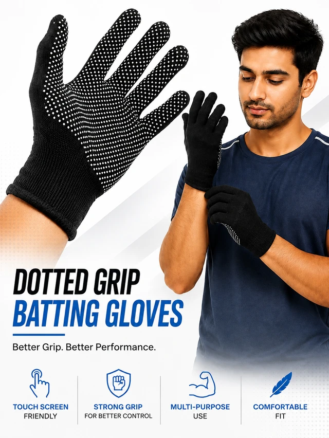 SVS Anti-skip PVC Tennis Batting Gloves - Free, Black