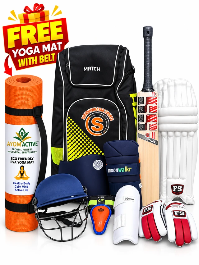 Platinum Premium Cricket Kit | Complete Batting & Protective Gear Set with Cricket Kit Bag (10 Items)
