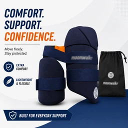 Moonwalkr Professional Cricket Combo Thigh Pad (Right Hand, Navy Blue) - Boys, Navy Blue