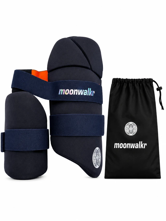 Moonwalkr Professional Cricket Combo Thigh Pad (Right Hand, Navy Blue)
