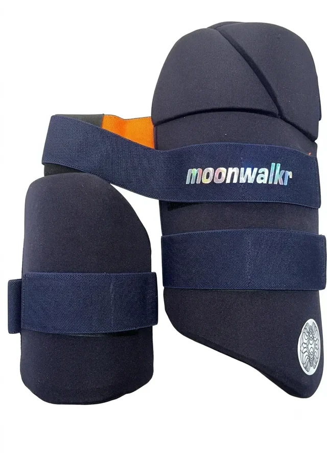 Moonwalkr Professional Cricket Combo Thigh Pad (Right Hand, Navy Blue) - Boys, Navy Blue