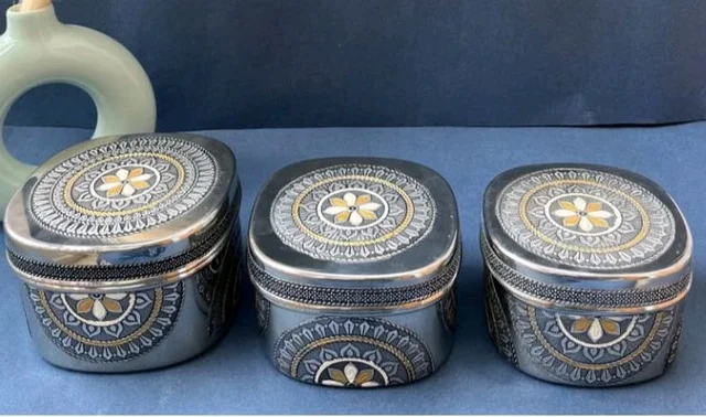 Stainless Steel Antique Square Dabba - Small