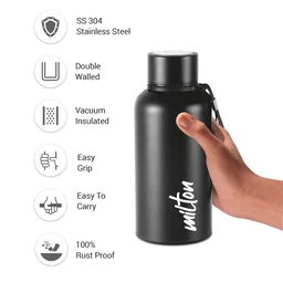 Milton Aura Hot & Cold Water Bottle 500 Ml - Black