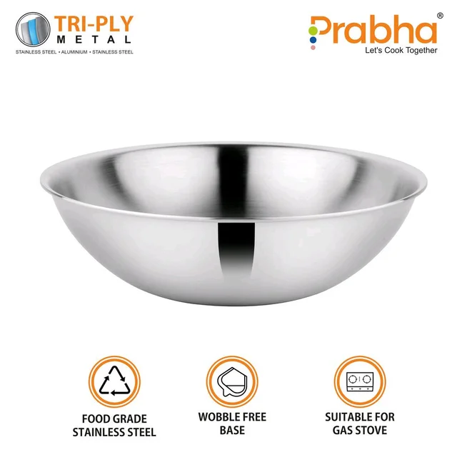 Prabha Prima Triply Tasla Flat Base Without Lid - 2.8L