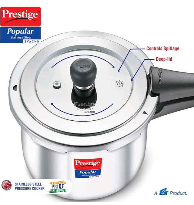 Prestige 1.5 Litre Stainless Steel Popular Svachh Outerlid Pressure Cooker