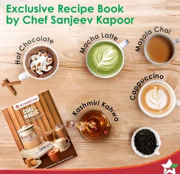 Wonderchef Chai Magic, Fully Automatic Tea & Cappuccino Maker, Make Masala Chai/Cutting Chai/Kahwa/, No Spills, No Overcooking, 4 Modes, Boil Milk/Water/Coffee, 500ML Glass Jar