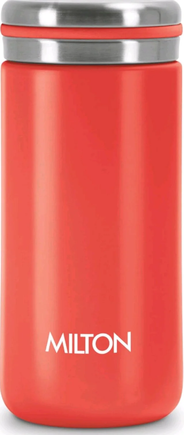 Milton Shiny 200 Thermosteel Water Bottle 200 ml, 24 Hr Hot and Cold I Leak Proof Lid, ISI Certified I Vacuum Insulated - Red