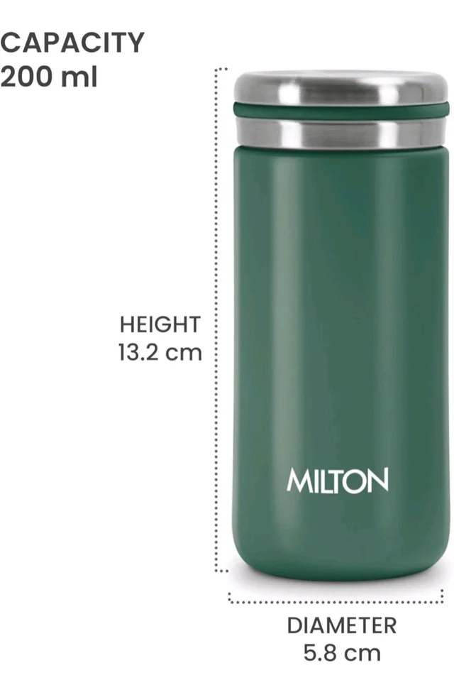 Milton Shiny 200 Thermosteel Water Bottle 200 ml, 24 Hr Hot and Cold I Leak Proof Lid, ISI Certified I Vacuum Insulated - Red