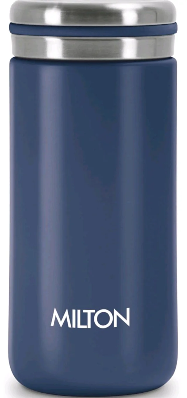 Milton Shiny 200 Thermosteel Water Bottle 200 ml, 24 Hr Hot and Cold I Leak Proof Lid, ISI Certified I Vacuum Insulated - Blue