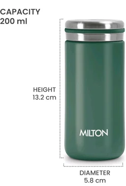 Milton Shiny 200 Thermosteel Water Bottle 200 ml, 24 Hr Hot and Cold I Leak Proof Lid, ISI Certified I Vacuum Insulated - Blue